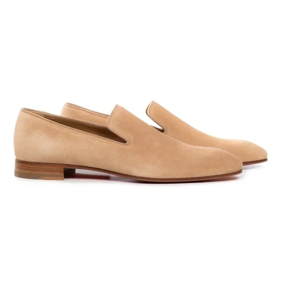 Christian Louboutin Mens Dandelion Flat Lionne Beige Suede 